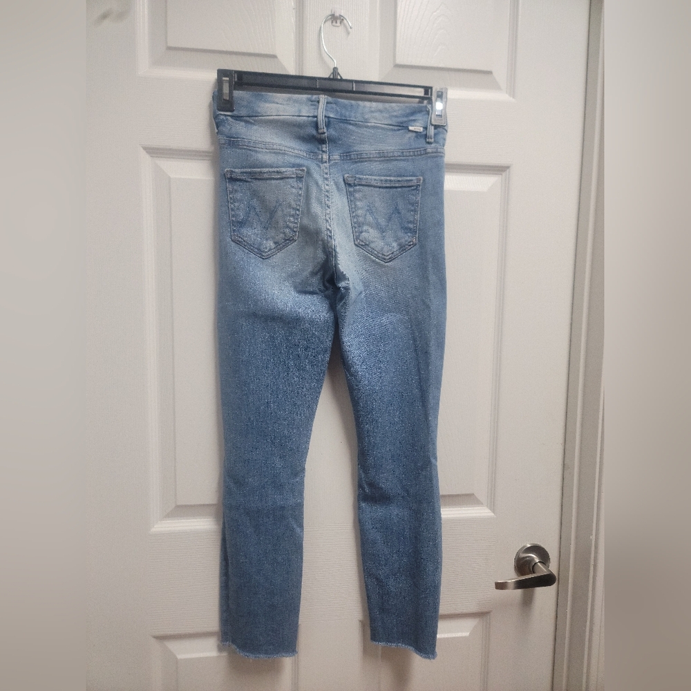 MOTHER Light Blue HIGH WAISTED LOOKER  ANKLE FRAY JEANS - Picture 13 of 14